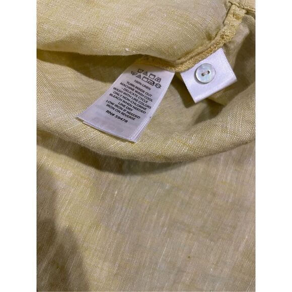 C&C California light yellow 100% linen button down collar shirt womens large - Picture 6 of 7